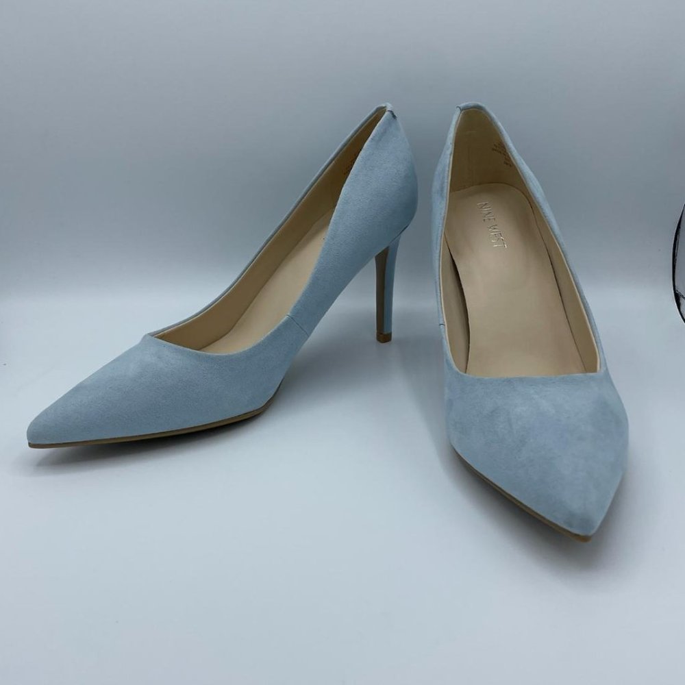 Nine West Etta Light Blue Fabric Heels